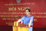 Đồng chí Hoàng Nghĩa Mai, Phó Viện trưởng Thường trực Viện Abc8 aaa.com trò chơi trực tuyến nhân dân tối cao phát biểu tại hội nghị