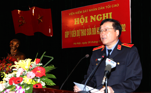 Đồng chí Nguyễn Hòa Bình, Ủy viên Trung ương Đảng, Viện trưởng Viện Abc8 aaa.com trò chơi trực tuyến nhân dân tối cao phát biểu khai mạc hội nghị