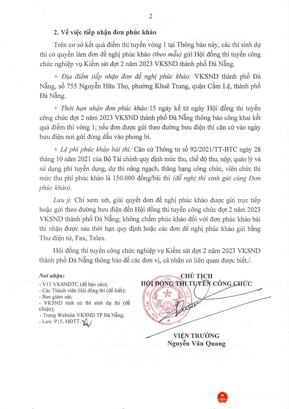 cv 188 tb diem thi vong 1 ky thi tuyen cong chuc dot 2 nam 2023 page 2