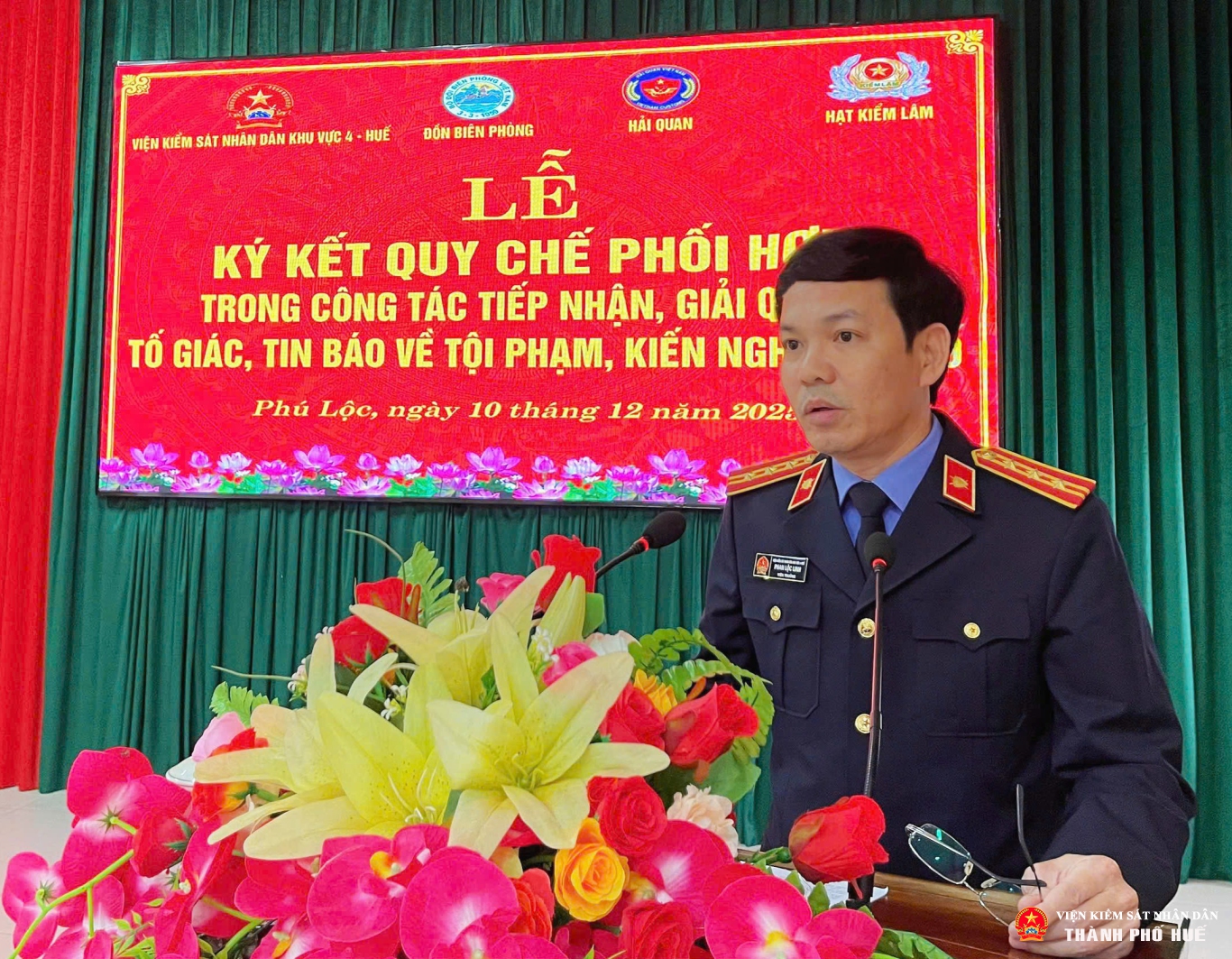 Đồng chí Phan Lộc Linh, Viện trưởngAbc88.com kho game phong phú khu vực 4 - Huế phát biểu tại buổi lễ